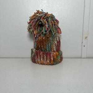 Multicolor Knit Pom-Pom Beanie